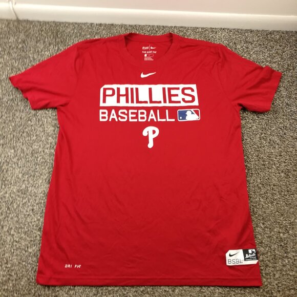 Philadelphia Phillies Shirt Nike Authentic Collection Center Swoosh Mens Large - Picture 2 of 11